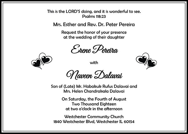 Interfaith wedding invitation wording 2 - Parekh Cards